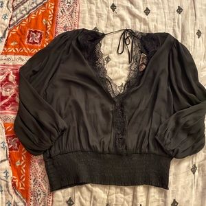 Anthropologie Lace Tie-Back Blouse